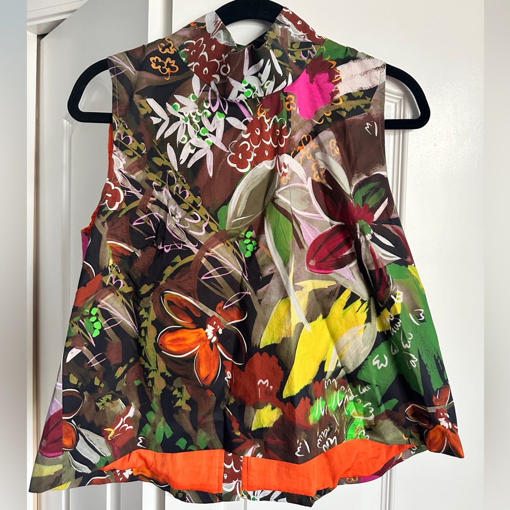 Colorful Floral Sleeveless Blouse